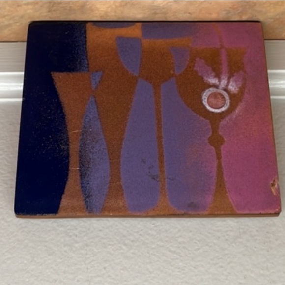 EUC Wood Jewerly Box w/Felt Feet colors Brown Purple Pink  bronze and white - Picture 3 of 5